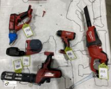 5 various Milwaukee Rechargeable Power Tools, no batteries or charger