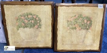 2 wood Pictures of Flowers (location: Wakefield / collection: Monday 7 March)