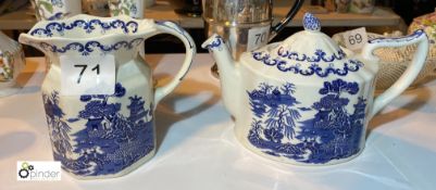 Teapot and Jug “Willow” by Mason’s Ringtone Ltd, 75th Anniversary, 1907-1982 (location: