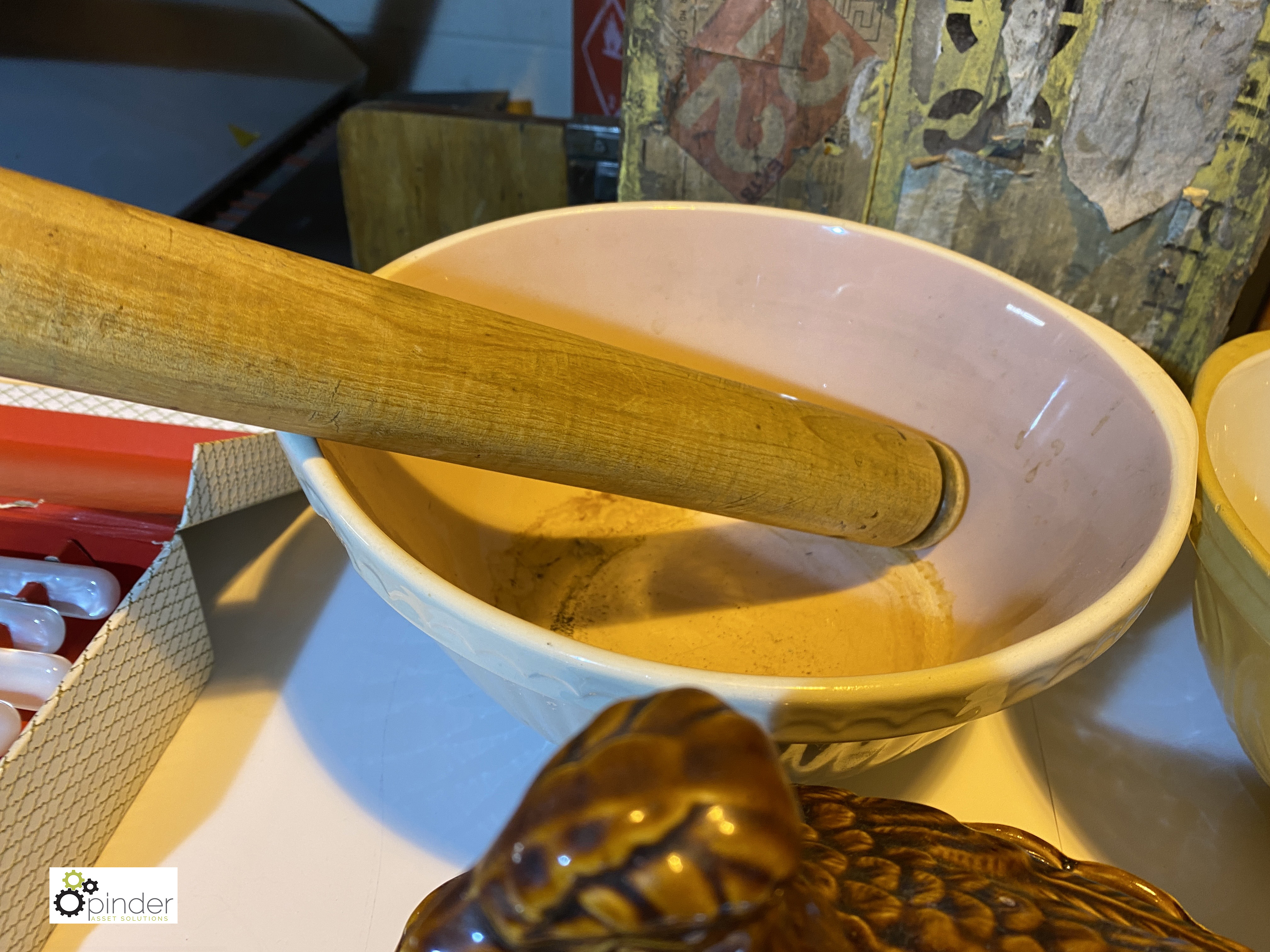 2 Pot Mixing Bowls, wooden Rolling Pin, Egg Holder and various Storage Jars, etc (location: - Image 4 of 5