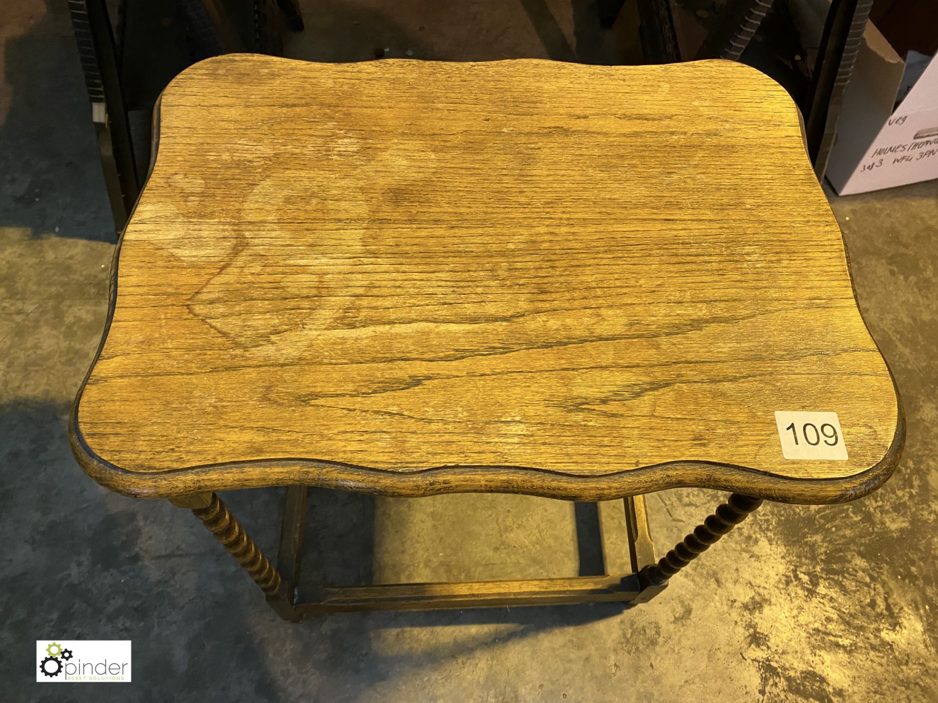 Oak Side Table, with twisted legs (location: Wakefield / collection: Monday 7 March) - Image 2 of 3