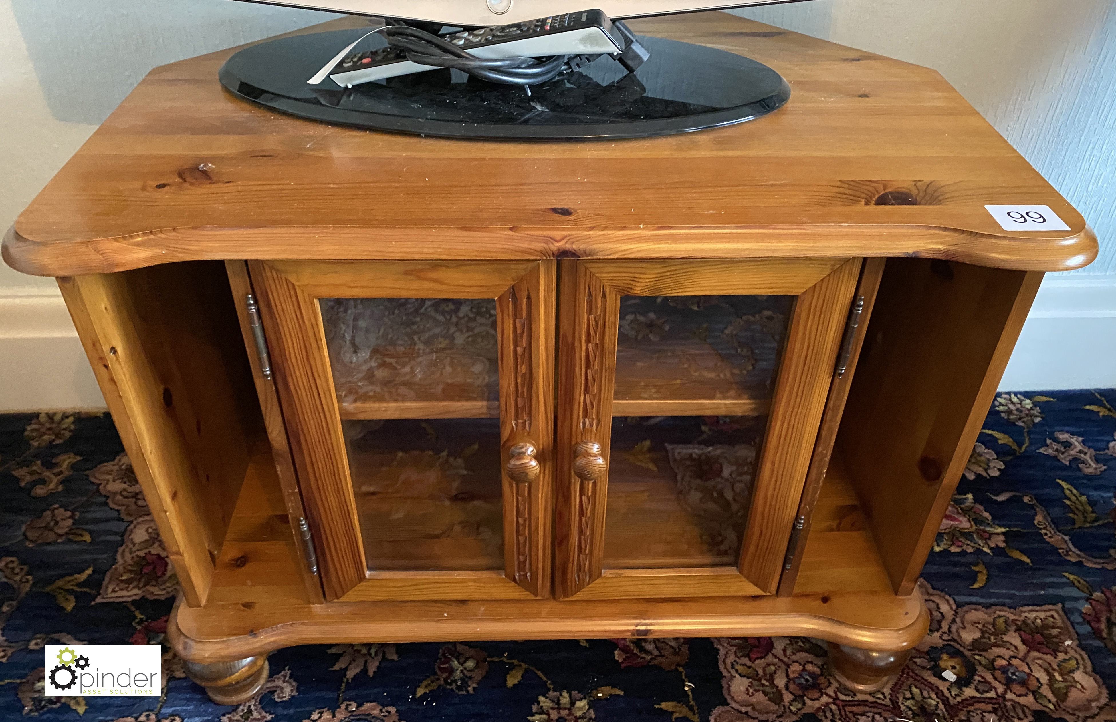 Pine and glazed TV/Video Cabinet (location: Temple Newsam / collection: Tuesday 8 March between 9. - Image 2 of 2