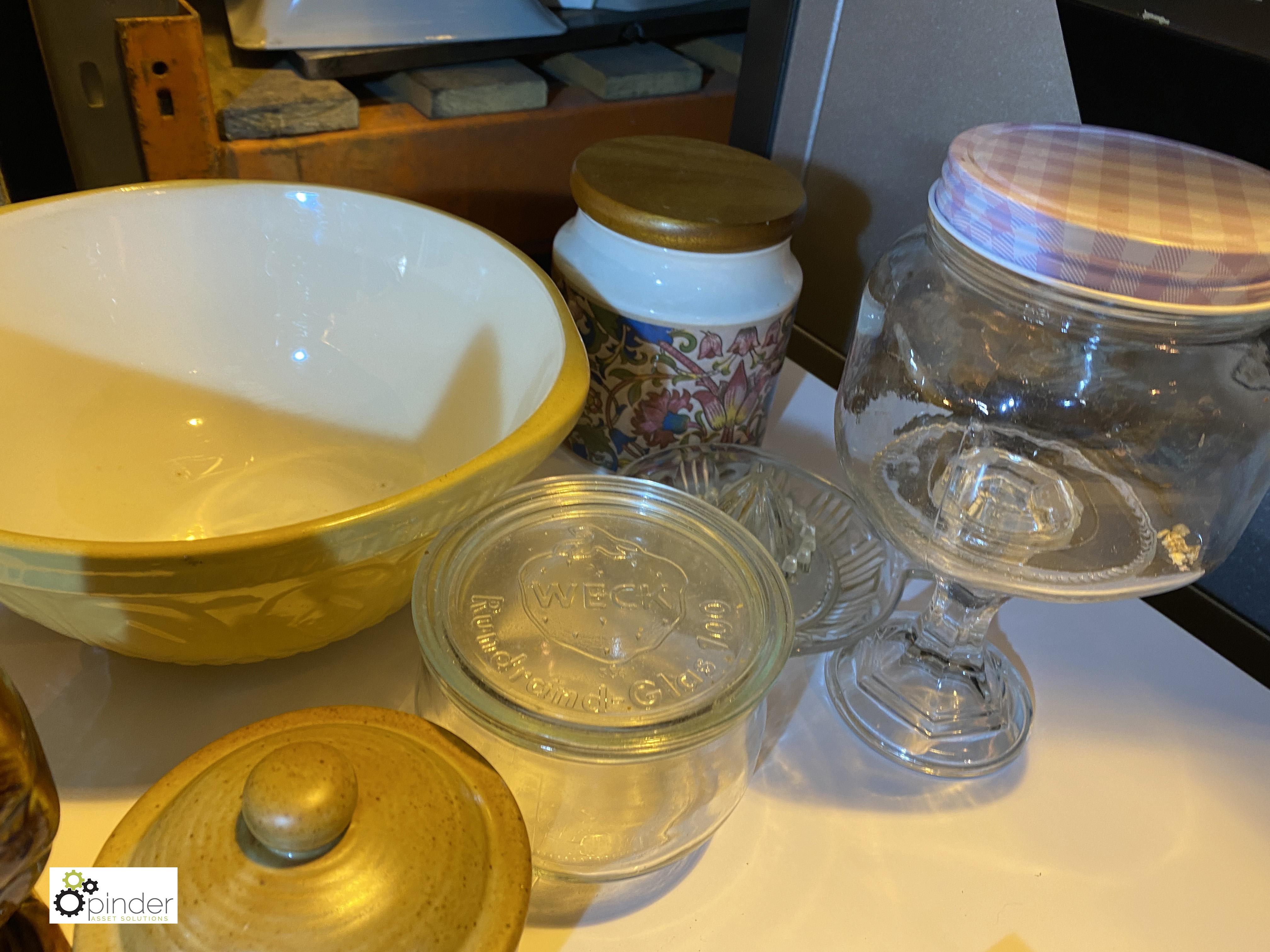 2 Pot Mixing Bowls, wooden Rolling Pin, Egg Holder and various Storage Jars, etc (location: - Image 5 of 5