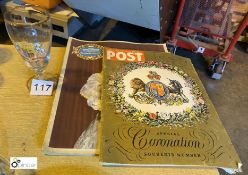 2 Queen Elizabeth II Coronation Souvenir Magazines, 1953 and Coronation Glass (location: Wakefield /