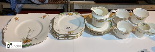 Part Tea Service “Freda” by S & N, 6 Side Plates, 5 Saucers, 3 Tea Cups, Milk Jug, Sugar Bowl, small