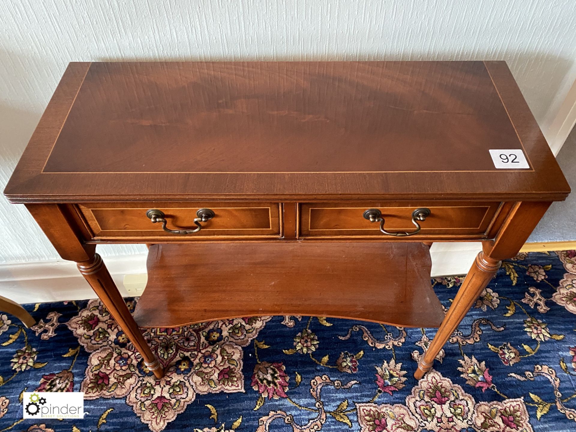 Burr walnut and inlaid Side Table, with undershelf, 725mm x 290mm x 755mm (location: Temple Newsam / - Image 2 of 2