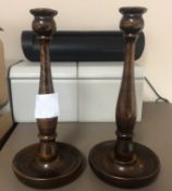 Pair wood Candlesticks (location: Wakefield / collection: Monday 7 March)