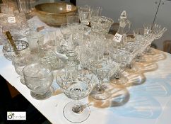 Quantity Cut and Glassware including whiskey, wine and port glasses, dessert dishes, etc (