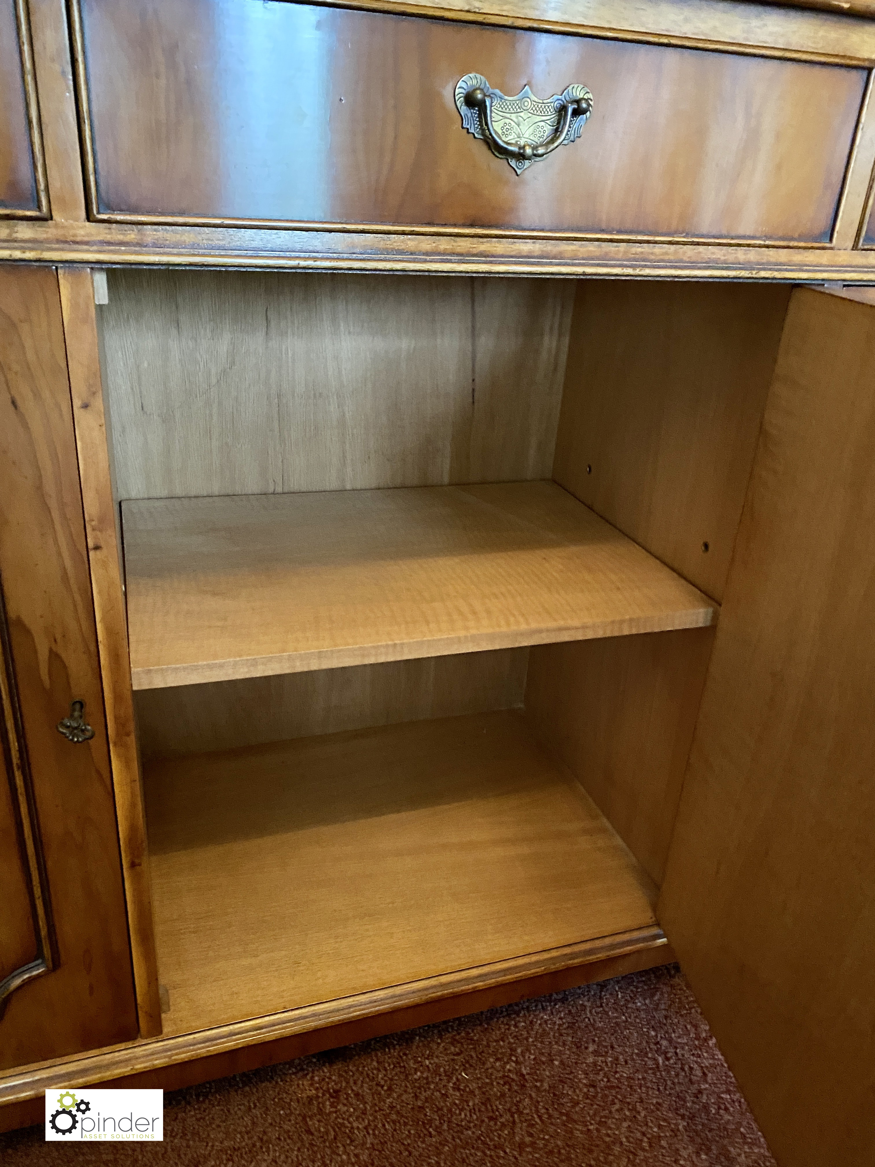 Burr walnut Sideboard, with glazed bookcase, 1465mm x 370mm deep max x 1940mm (location: Temple - Image 5 of 5