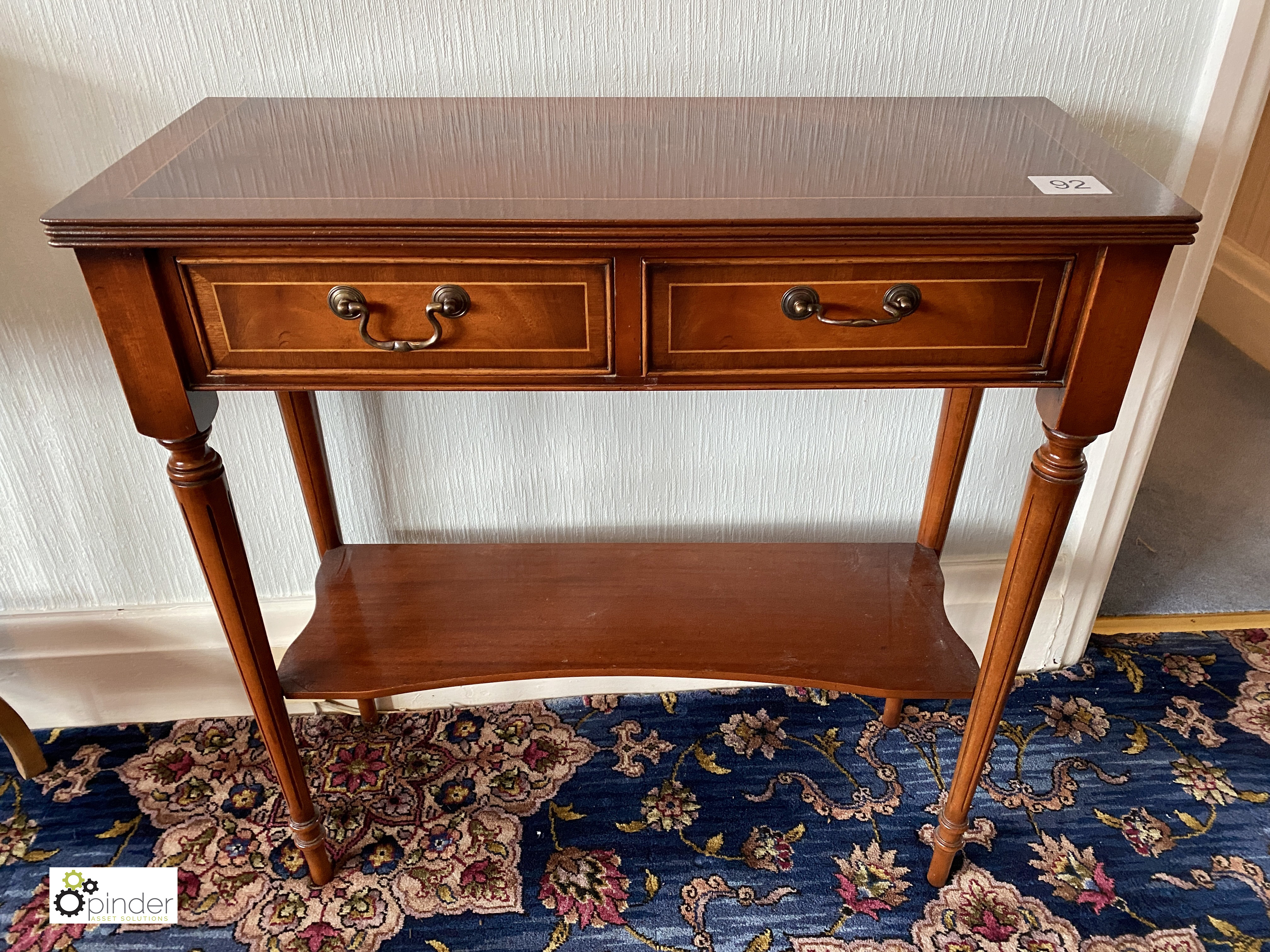 Burr walnut and inlaid Side Table, with undershelf, 725mm x 290mm x 755mm (location: Temple Newsam /