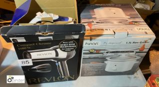 Revlon Hair Dryer, Steam Iron and Hinari Slow Cooker (location: Wakefield / collection: Monday 7