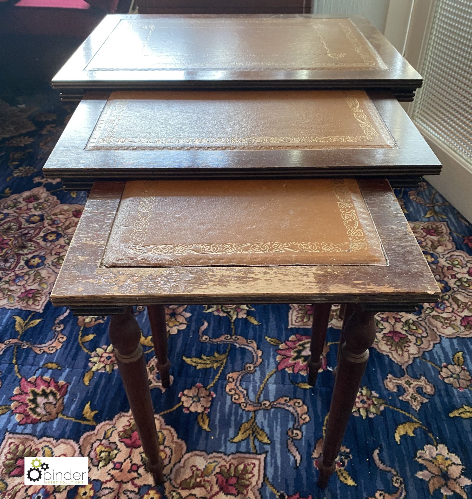 Nest 3 Tables with inlaid top (location: Temple Newsam / collection: Tuesday 8 March between 9. - Image 2 of 3