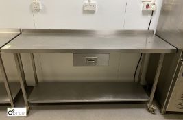 Mobile stainless steel Preparation Table, 1800mm x 600mm x 905mm, with rear lip, under shelf and