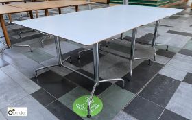 3 chrome framed Café Tables, 1200mm x 800mm x 730mm white (located in Atrium)