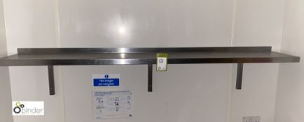 2 stainless steel wall mounted Shelves, 1800mm x 300mm and 500mm x 300mm (located in Coffee Shop)