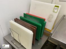 19 various Nylon Chopping Boards with rack (located in Main Kitchen)