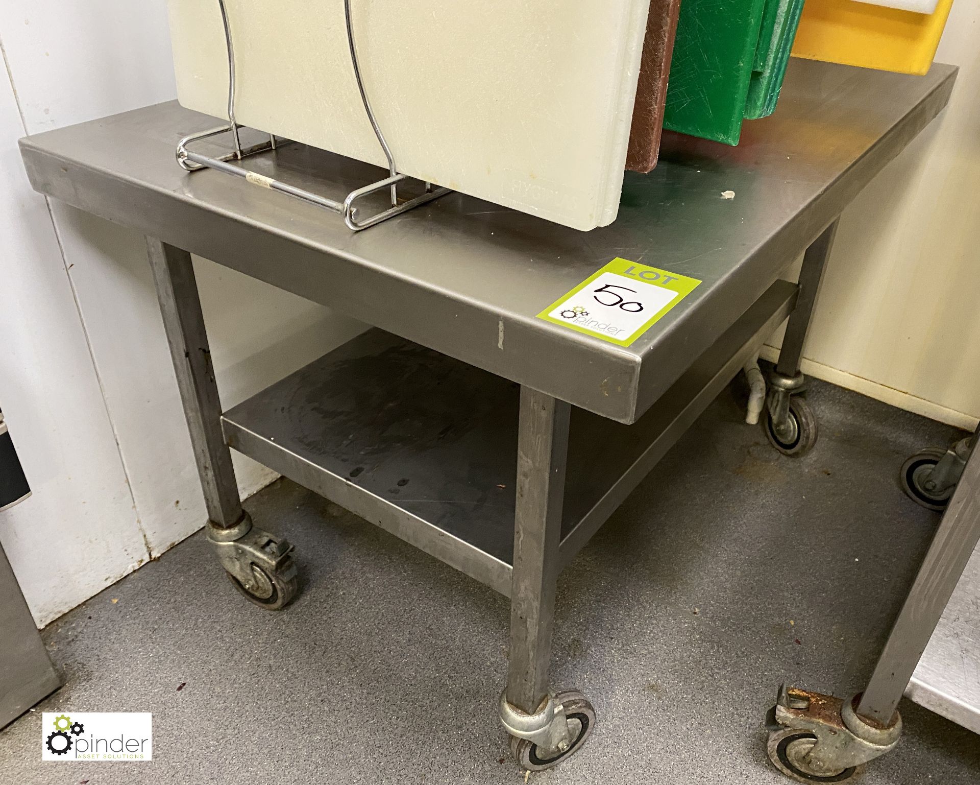 Mobile stainless steel Stand, 900mm x 645mm x 600mm, with under shelf (located in Main Kitchen) - Image 2 of 2