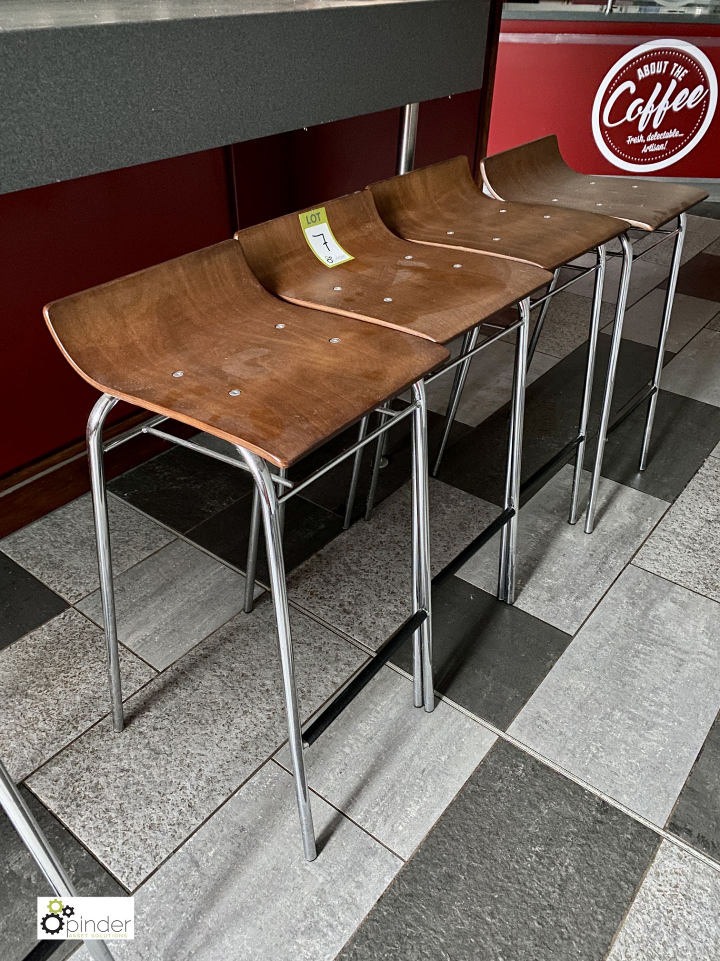 4 tubular framed Breakfast Stools (located in Coffee Shop) - Image 4 of 4