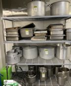 Large quantity Cooking Pots, Trays, etc, to rack (rack not included) (located in Main Kitchen)