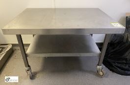 Mobile stainless steel Stand, 900mm x 650mm x 610mm, with under shelf (located in Main Kitchen)