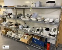 Large quantity Crockery including plates, saucers, cups, dishes, etc, to 2 racks (rack not included)