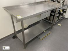 Stainless steel Preparation Table, with rear and side lips, under shelf and utensil drawer (