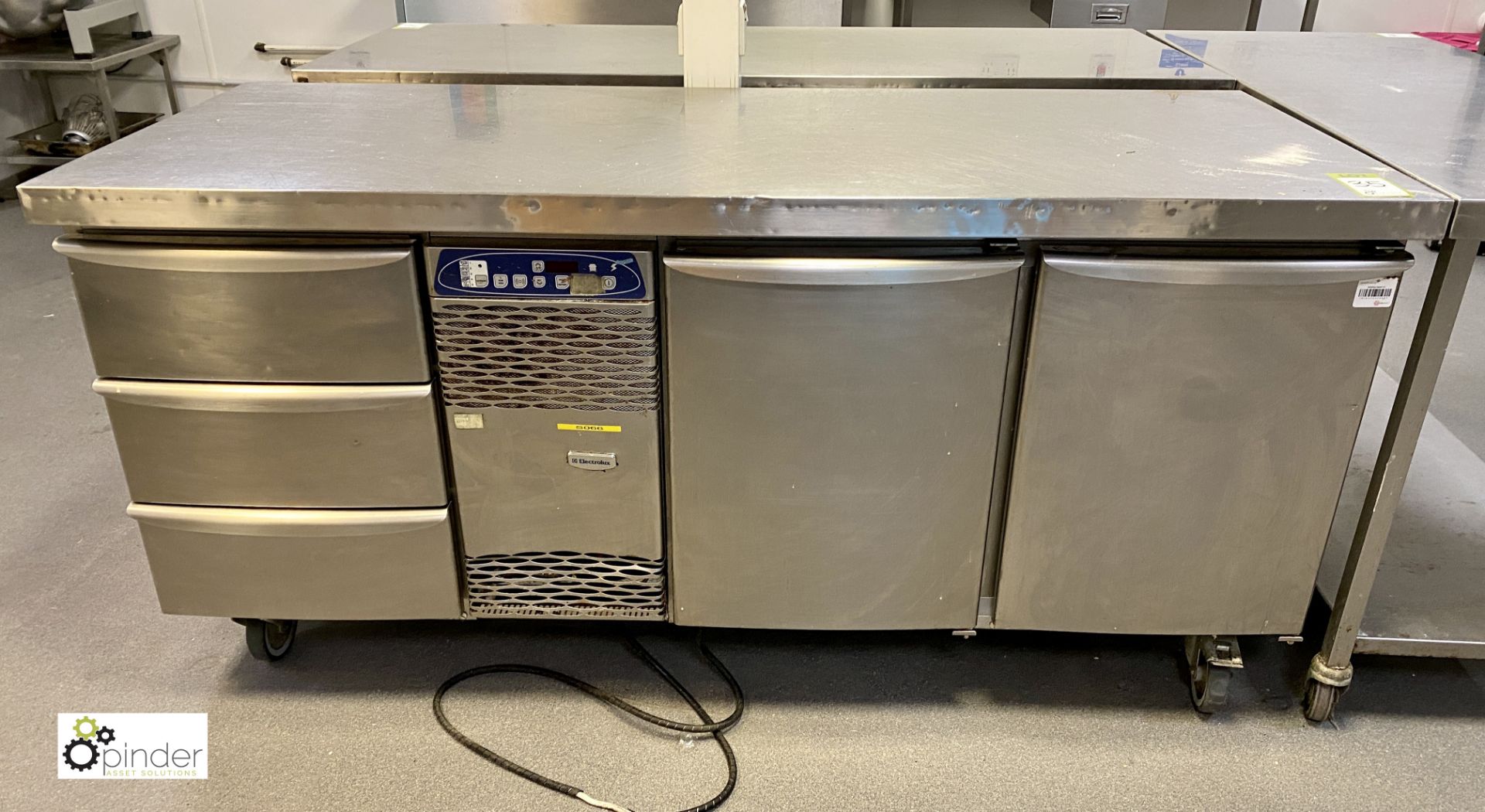 Electrolux mobile stainless steel Chilled Preparation Unit, 1750mm x 700mm x 850mm, with twin fridge