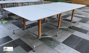 3 chrome/timber framed Café Tables, 1200mm x 800mm x 730mm white (located in Atrium)