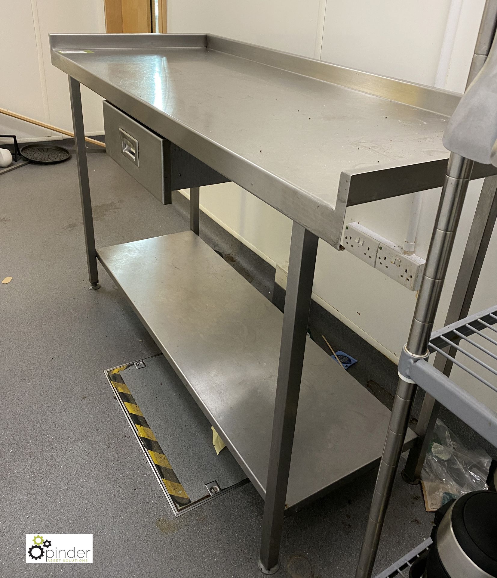 Stainless steel Preparation Table, with rear and side lips, under shelf and utensil drawer ( - Image 2 of 2