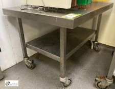 Mobile stainless steel Stand, 900mm x 645mm x 600mm, with under shelf (located in Main Kitchen)