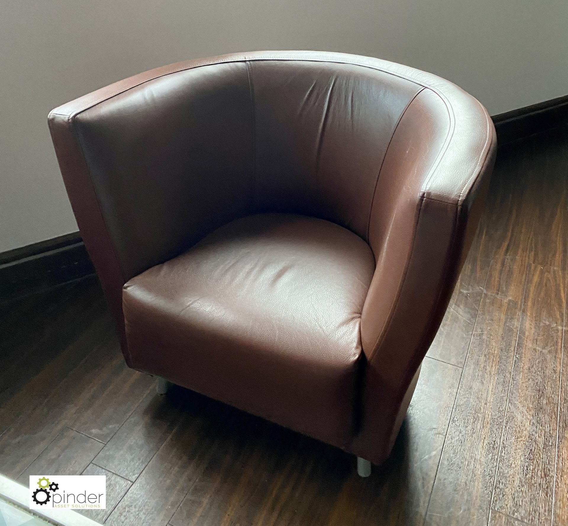 Leather effect Sofa, 2 Armchairs and chrome/glass Coffee Table (located in Coffee Shop) - Image 4 of 5