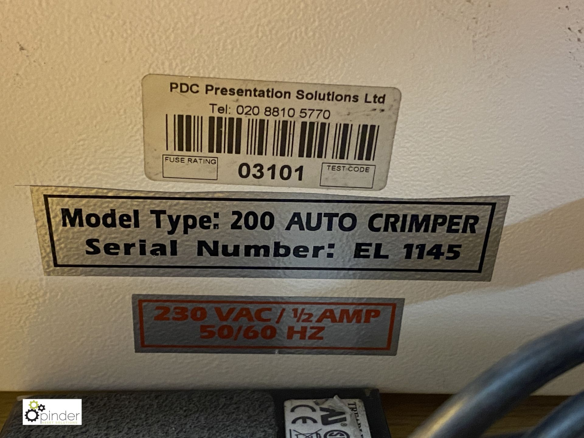 PDC 200 Auto Crimper, 240volts, serial number EL1145 - Image 5 of 5