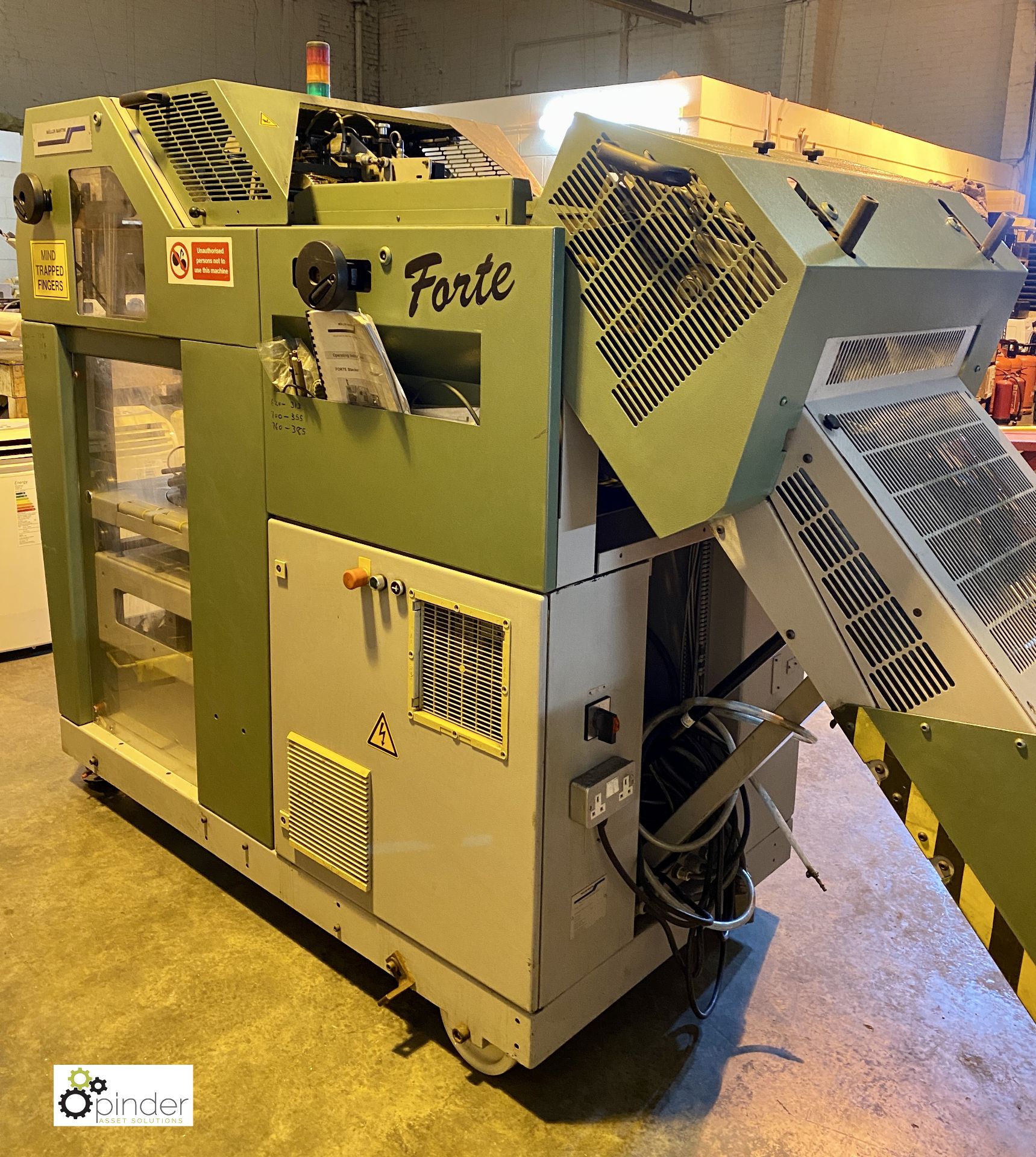 Muller Martini Forte Stacker, machine numbers MMZO496918 and MMEZ507395, 415volts (please note there - Image 10 of 13