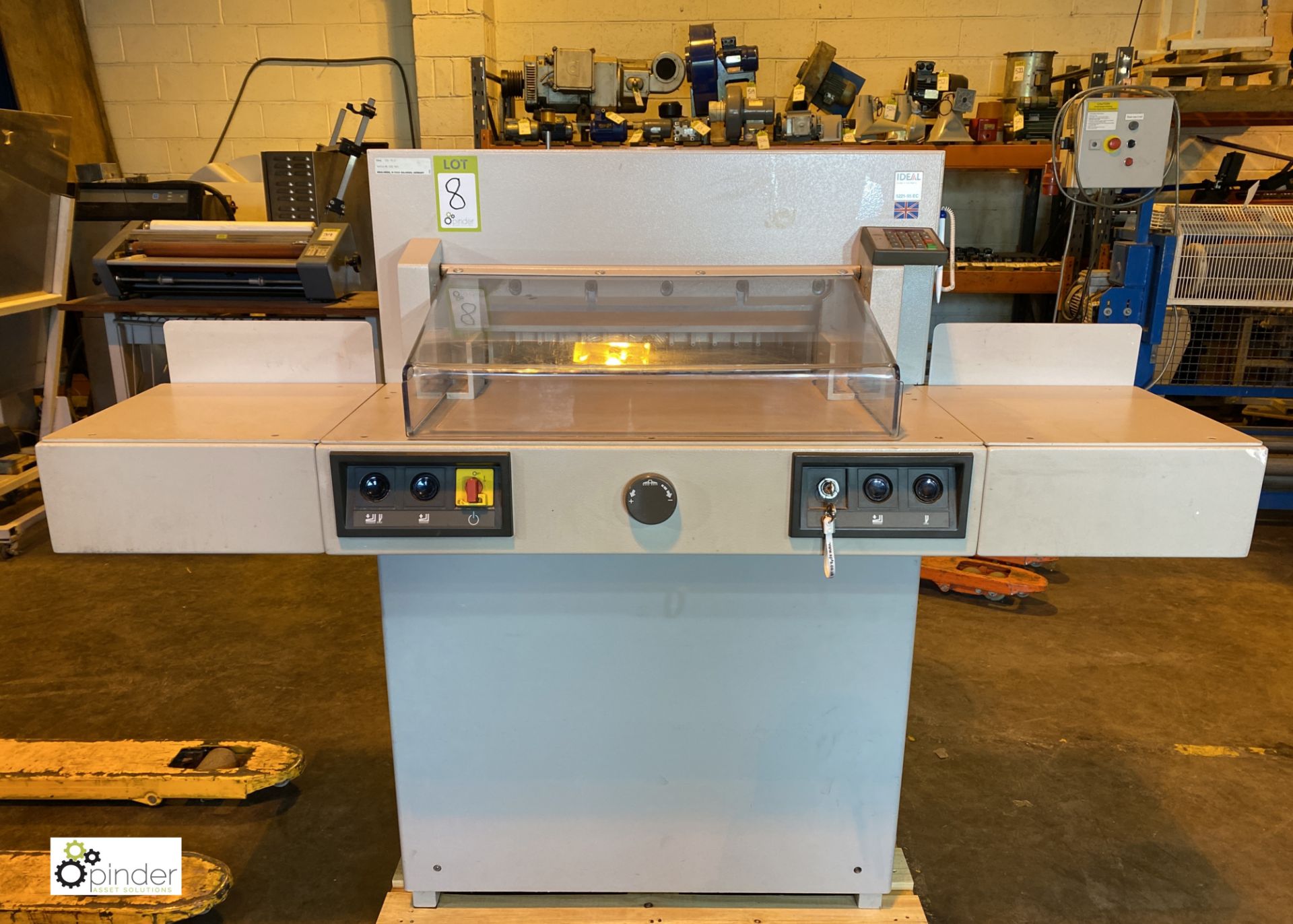 Ideal 5221-95EC Guillotine, 52cm, 240volts, serial number 5221-9049, with 11 cutting sticks,