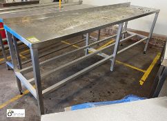 Stainless steel Preparation Table, 2500mm x 600mm x 910mm, with rear lip (please note there is a