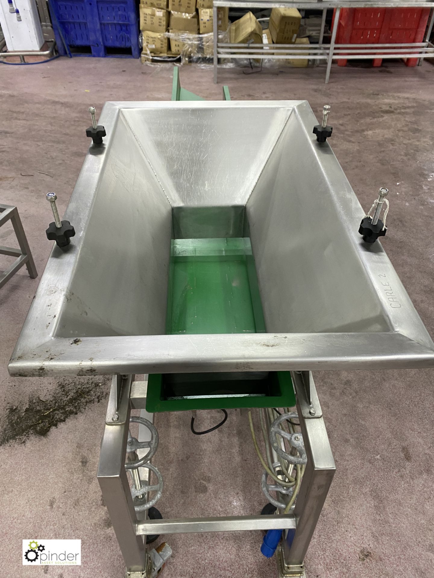 Riley Automation stainless steel mobile Vibratory Feed, chute size 2000mm x 200mm, 240volts ( - Image 5 of 8