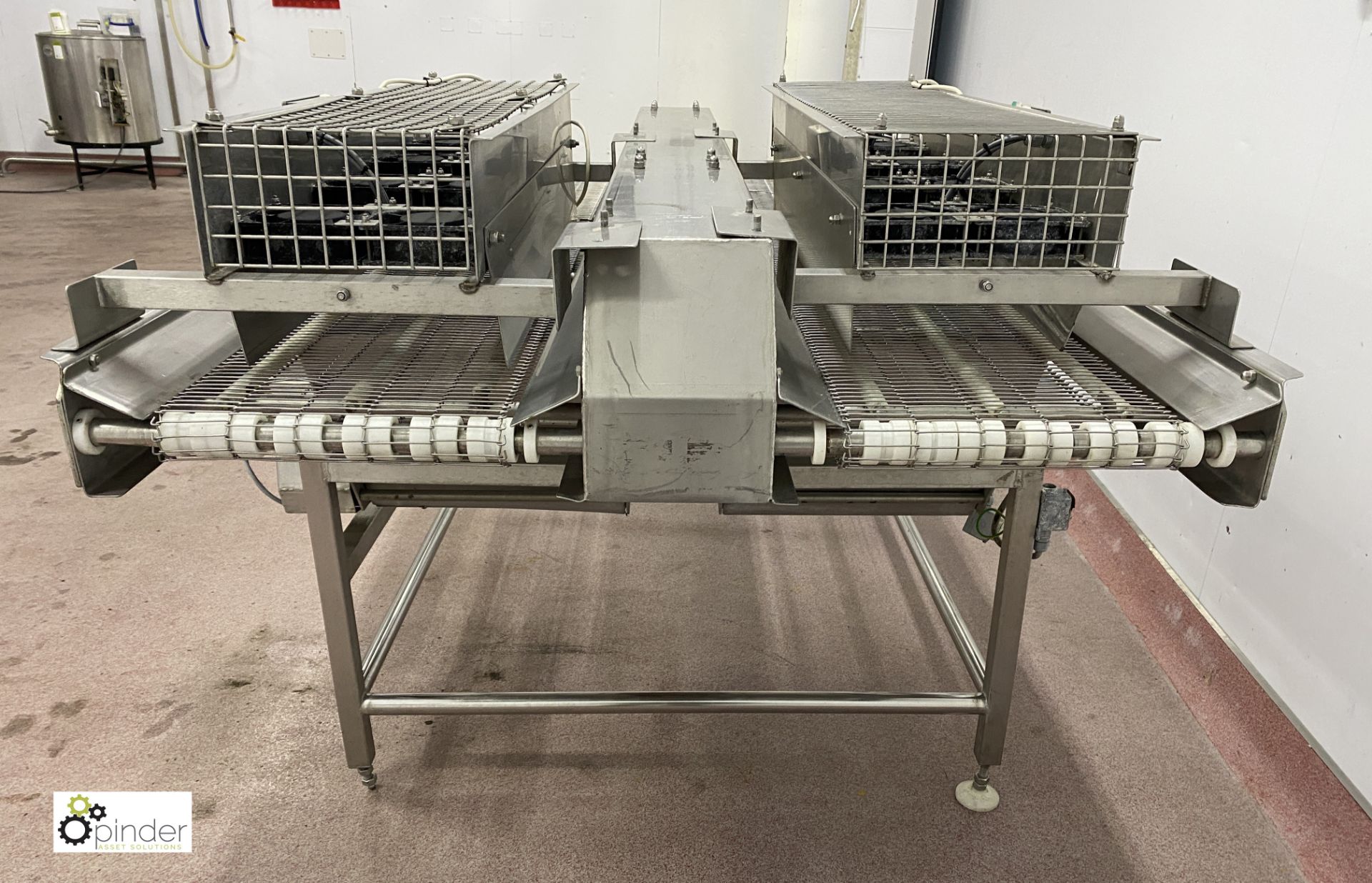 Stainless steel twin lane Cooling Conveyor, 2000mm x 300mm lane width, 240volts (please note there - Image 4 of 6