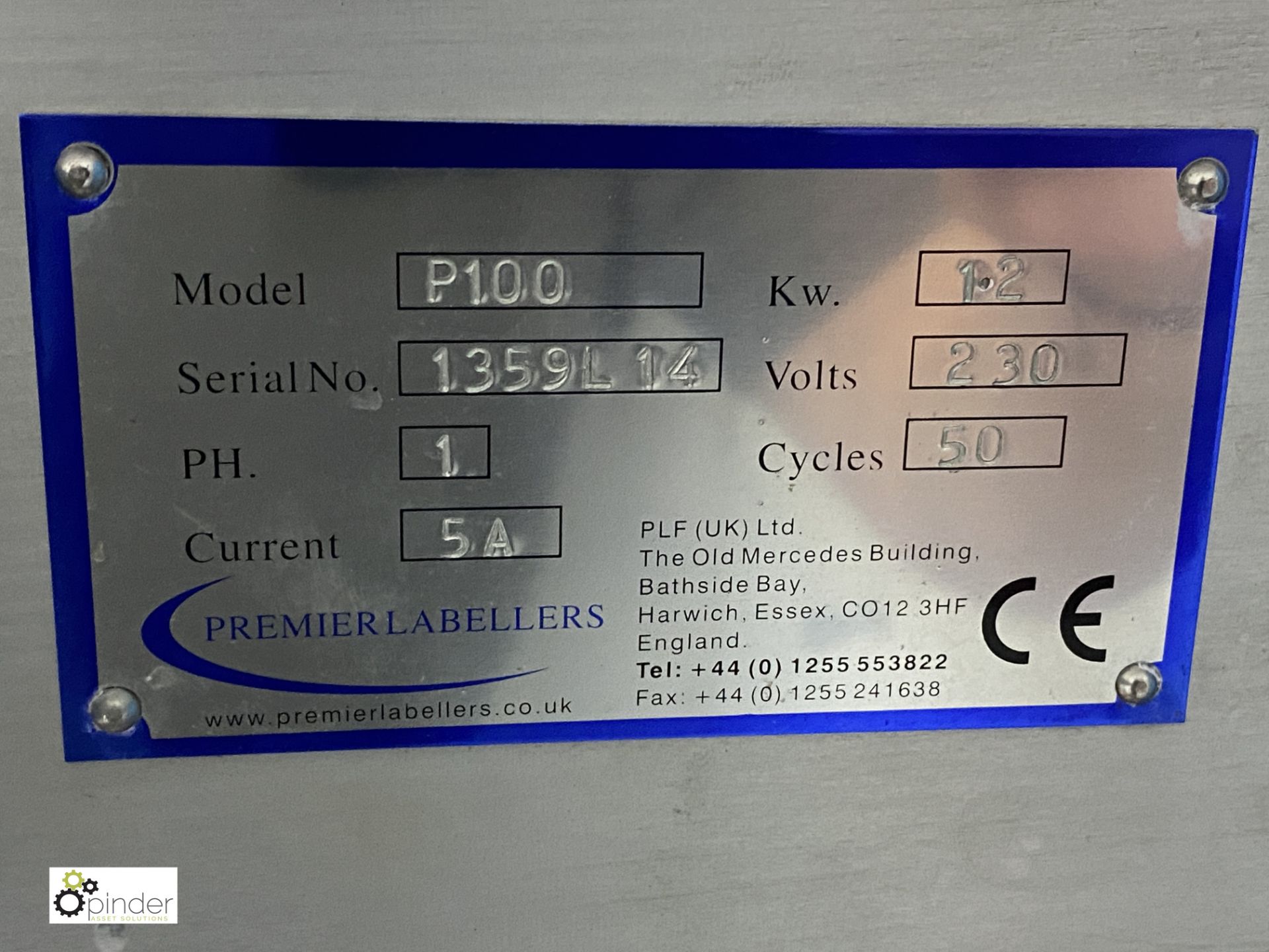 Premier 100 stainless steel stand mounted Labeller, 230volts (please note there is a lift out fee of - Image 6 of 6