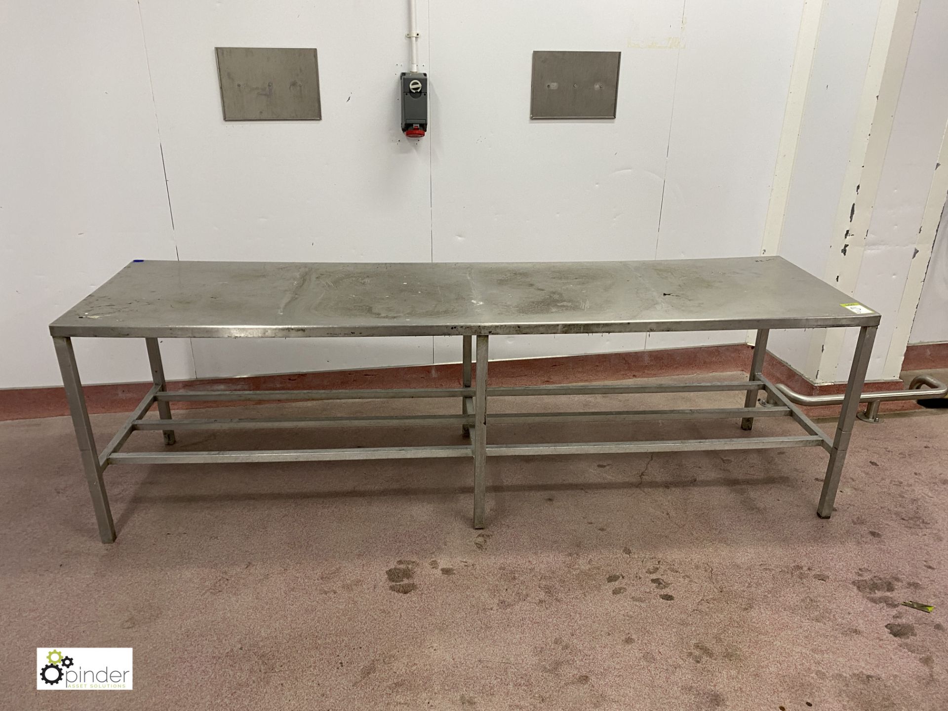Stainless steel Preparation Table, 2740mm x 770mm x 840mm (please note there is a lift out fee of £5 - Image 2 of 3