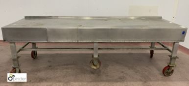 Stainless steel mobile Preparation Table, 3050mm x 920mm x 930mm (please note there is a lift out