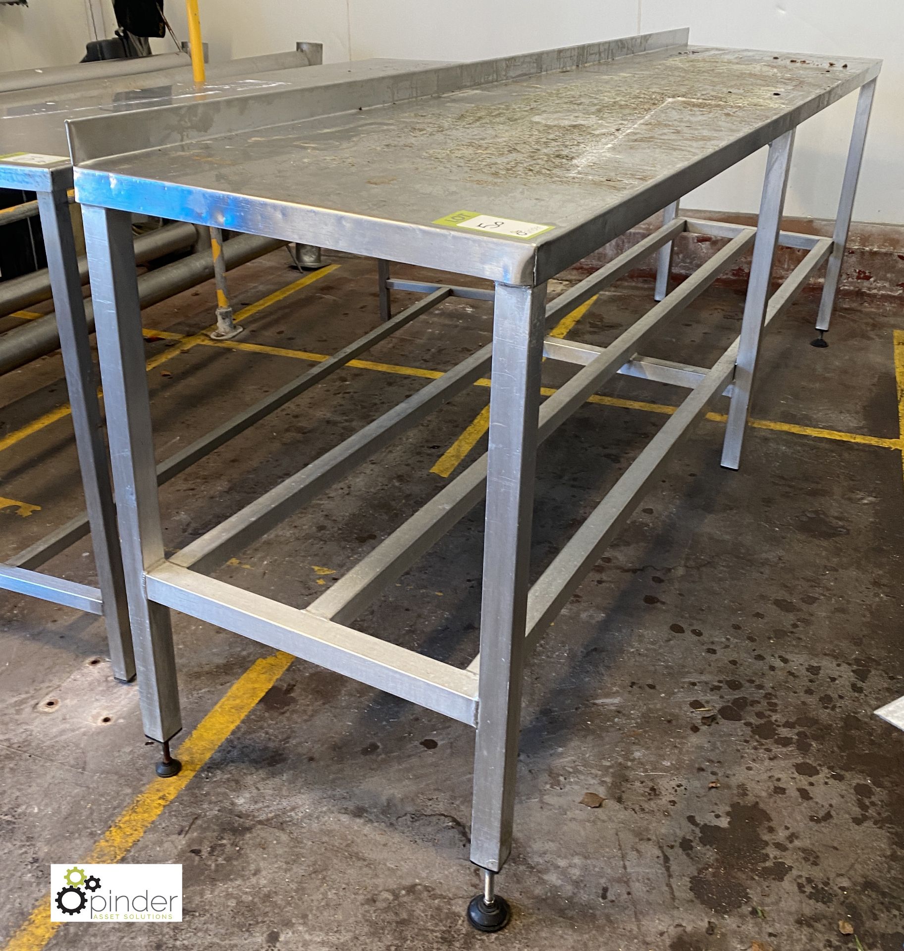 Stainless steel Preparation Table, 2500mm x 600mm x 910mm, with rear lip (please note there is a - Image 2 of 2
