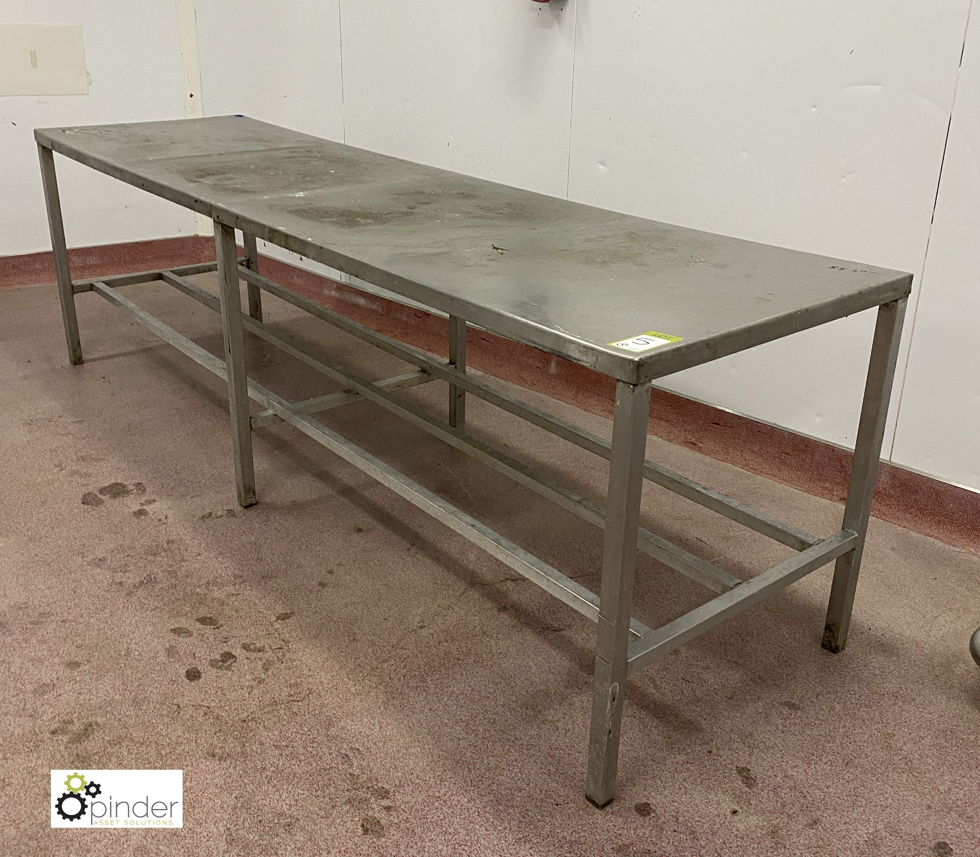 Stainless steel Preparation Table, 2740mm x 770mm x 840mm (please note there is a lift out fee of £5 - Image 3 of 3