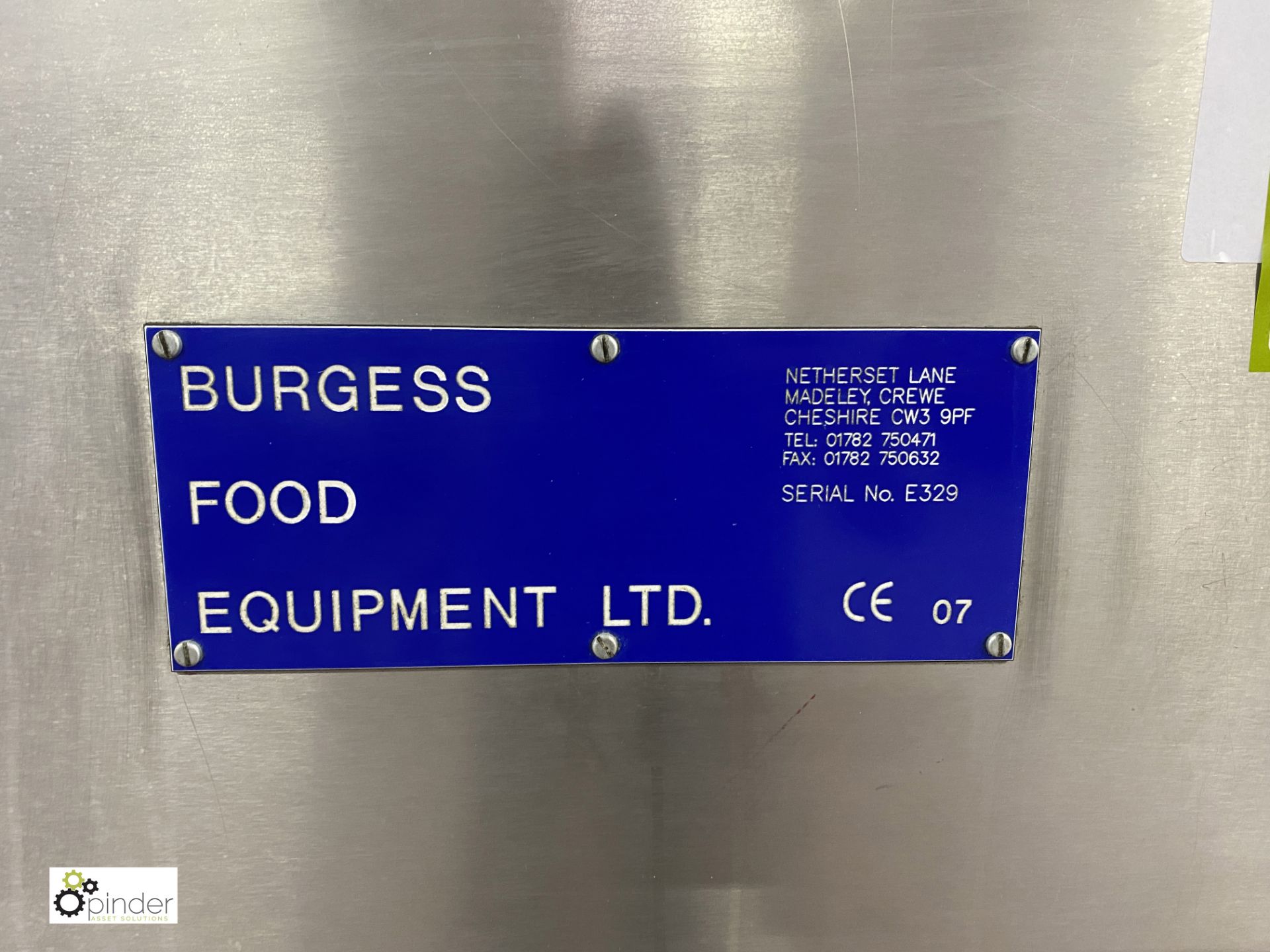 Burgess stainless steel Fruit Breaker, belt width 330mm, 415volts, serial number E329 (please note - Image 4 of 8