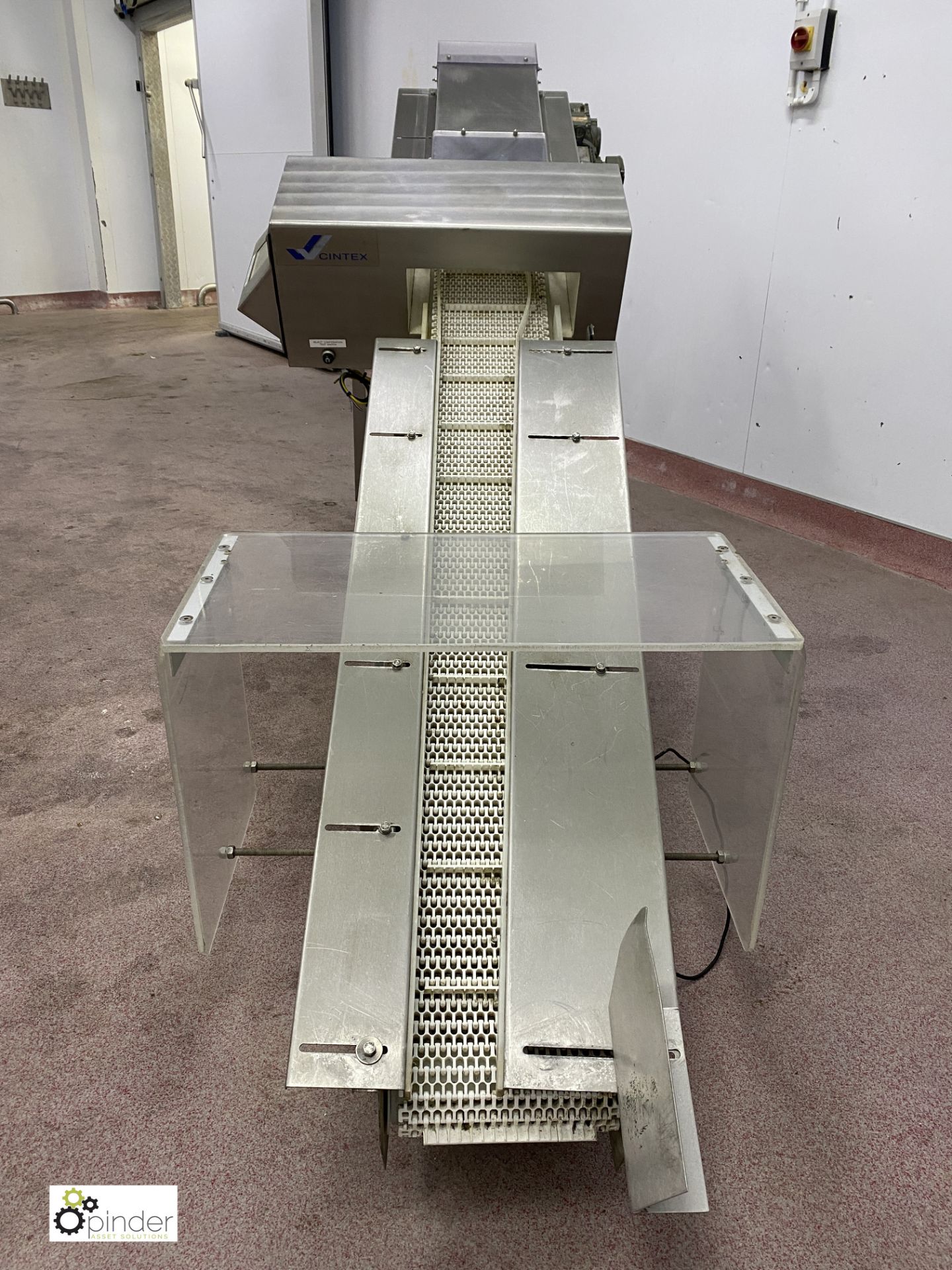 Arnot stainless steel inclined Slat Conveyor, belt 2600mm x 250mm, max height 1300mm, 240volts, with - Image 3 of 7