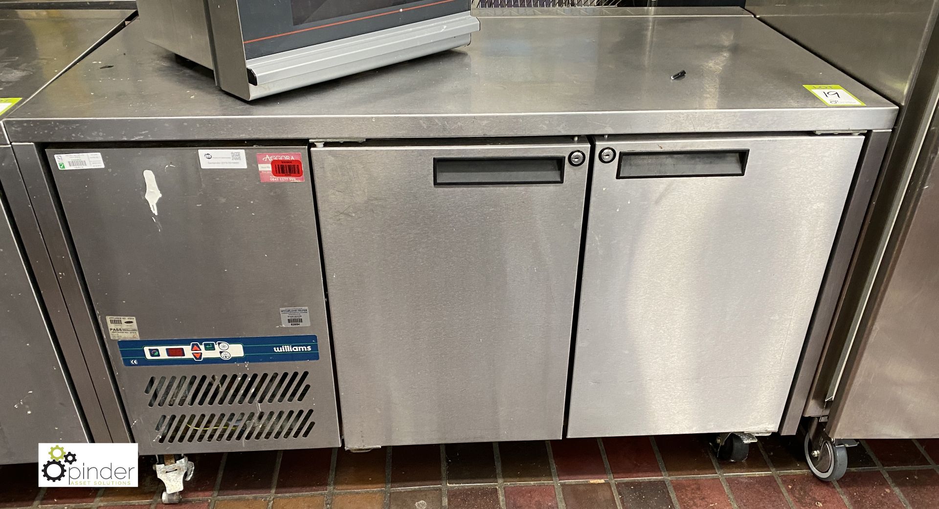 Williams stainless steel mobile double door Chilled Counter, 240volts, 1420mm x 750mm x 860mm,