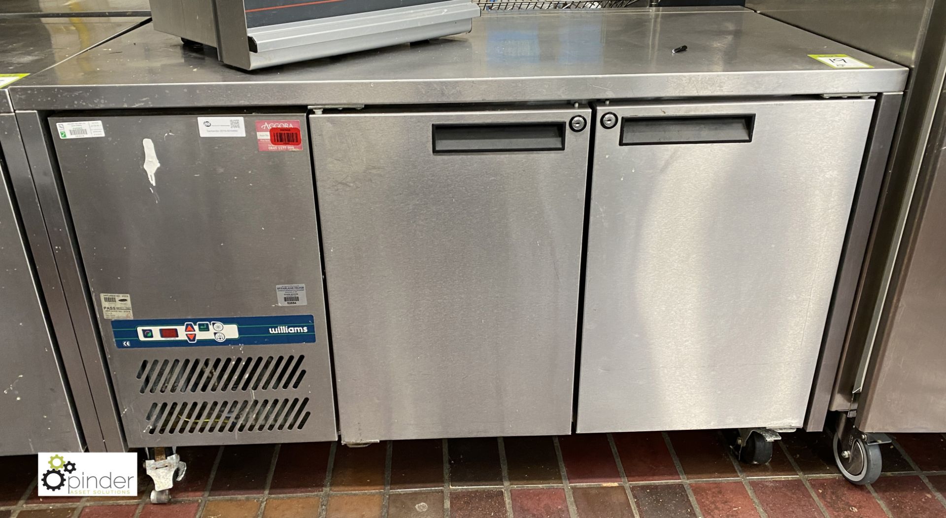 Williams stainless steel mobile double door Chilled Counter, 240volts, 1420mm x 750mm x 860mm, - Image 2 of 4