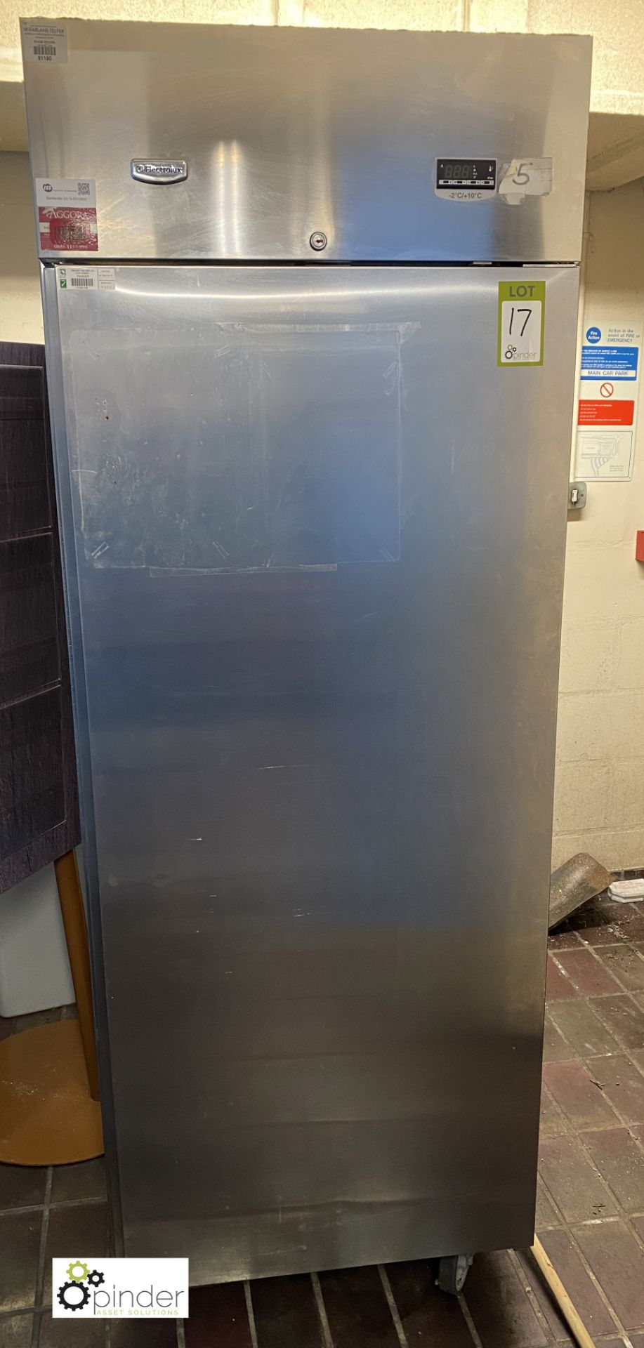 Electrolux RS0641F mobile stainless steel single door Fridge, 240volts, 720mm x 780mm x 2000mm,