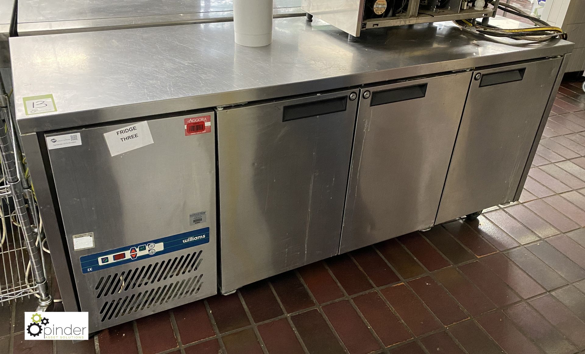 Williams stainless steel mobile triple door Chilled Counter, 240volts, 1900mm x 650mm x 860mm, - Image 2 of 5