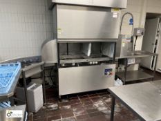 Hobart CS-A stainless steel through feed Dishwasher, 400volts, with wash down sink, spray gun and