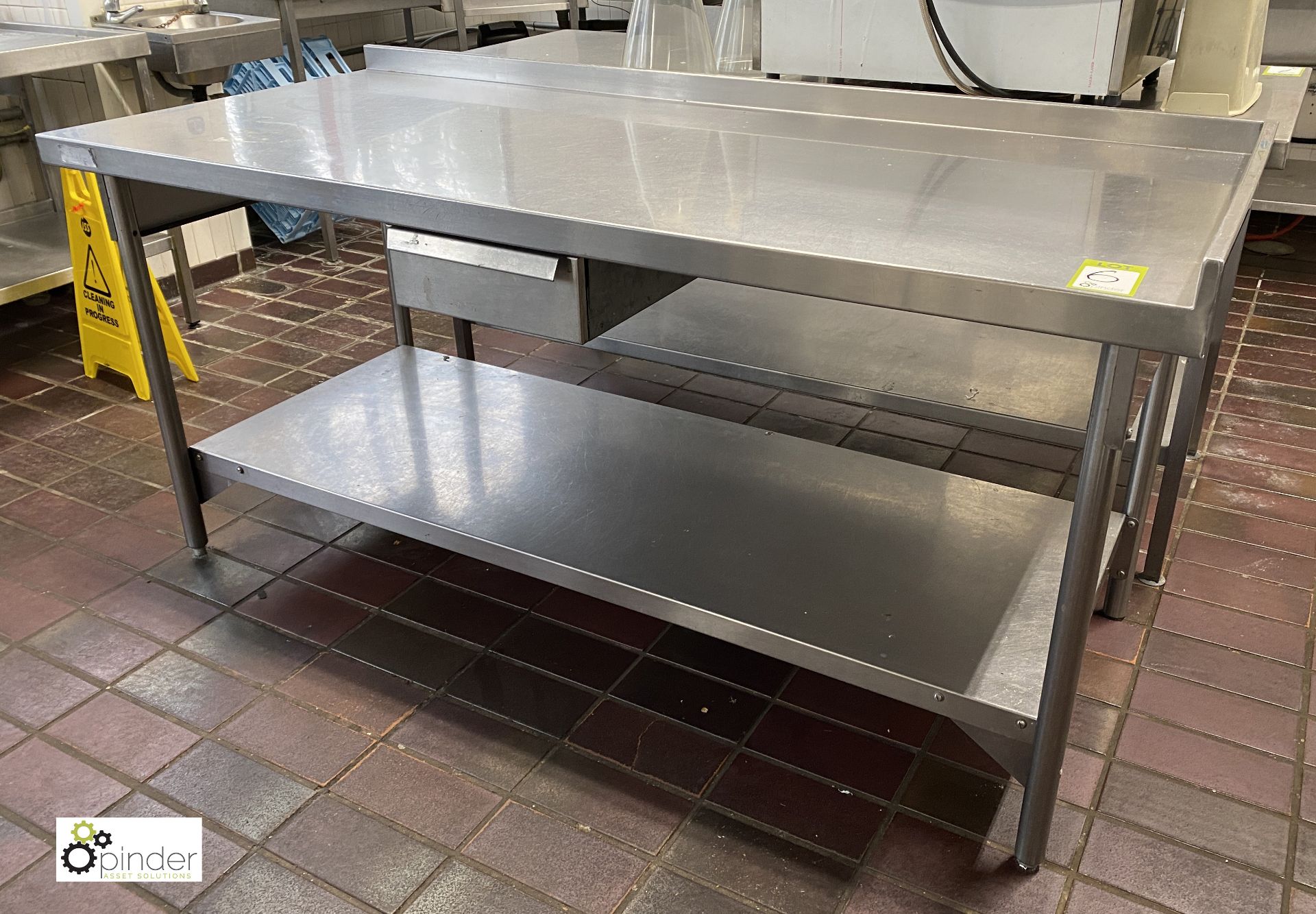 Stainless steel Preparation Table, 1800mm x 800mm x 830mm, with rear and right hand lip,